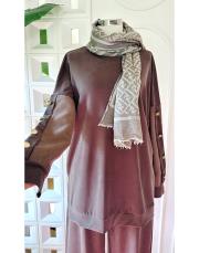 bukle kol kupra  düğmeli takım kahve 2