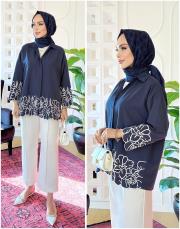 rames brode nakışlı gömlek lacivert