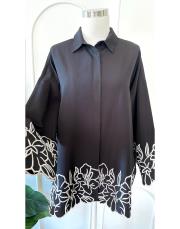 rames brode nakışlı gömlek siyah