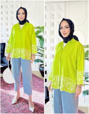 rames brode nakışlı gömlek elmayeşili