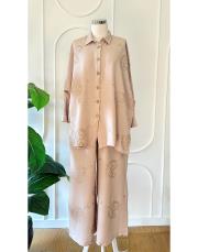 nakışlı keten takım taş