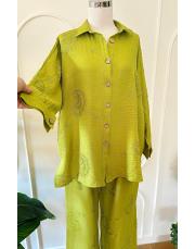 nakışlı keten takım yağyeşili 2
