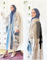 italyan keten sırt file kimono siyah