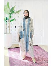 italyan keten sırt file kimono koyu haki 3