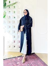 daisy nakışlı kapşonlu kap lacivert 3