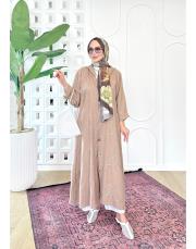 daisy nakışlı kapşonlu kap latte 2