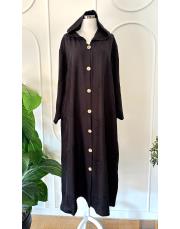 daisy nakışlı kapşonlu kap siyah