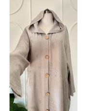 daisy nakışlı kapşonlu kap gri 2