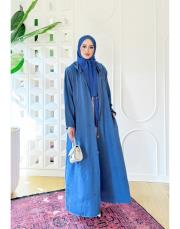 daisy nakışlı kapşonlu kap indigo