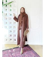 daisy nakışlı kapşonlu kap kahve 2