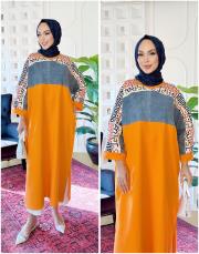 endülüs kot garnili elbise tunik turuncu