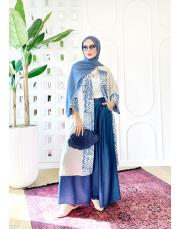 beyzad keten kimono kaftan maviekru