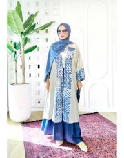 beyzad keten kimono kaftan maviekru 2