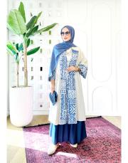 beyzad keten kimono kaftan maviekru 3