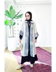beyzad keten kimono kaftan siyahekru