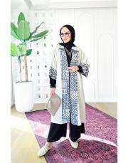 beyzad keten kimono kaftan siyahekru 3