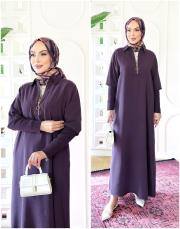 noris tencel triko kol  elbise mürdüm