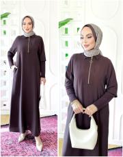 noris tencel triko kol  elbise kahve