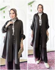 javier ithal keten ara boy gömlek acı kahve