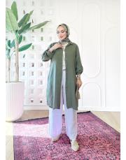 javier ithal keten ara boy gömlek haki 3