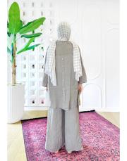 carla ithal sırtı düğmeli keten takım vizon 2