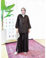 carla ithal sırtı düğmeli keten takım acı kahve 2