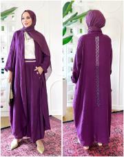 diego ithal sırt brode nakış keten takım mürdüm