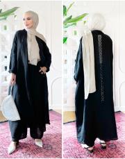 diego ithal sırt brode nakış keten takım siyah