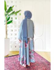 aura ithal kısa ceketli keten takım mavi 2