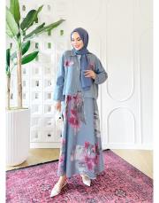 aura ithal kısa ceketli keten takım mavi 4