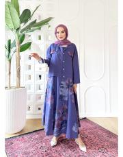 aura ithal kısa ceketli keten takım mor