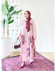 aura ithal kısa ceketli keten takım pembe