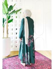 aura ithal kısa ceketli keten takım zümrüt 2