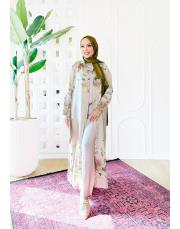 sarmaşık ithal keten gömlek elbise taş