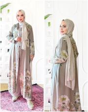 sarmaşık ithal keten gömlek elbise vizon