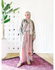 sarmaşık ithal keten gömlek elbise vizon 2