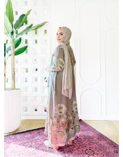 sarmaşık ithal keten gömlek elbise vizon 3