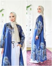 sarmaşık ithal keten gömlek elbise morlila