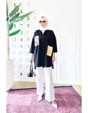 bianca terry koton gömlek siyah 2