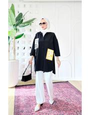 bianca terry koton gömlek siyah 3