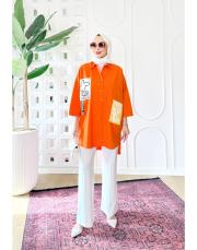 bianca terry koton gömlek turuncu