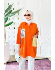 bianca terry koton gömlek turuncu 2