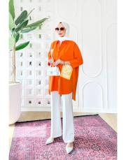 bianca terry koton gömlek turuncu 3