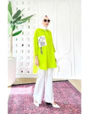 bianca terry koton gömlek yağyeşili