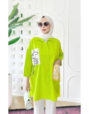 bianca terry koton gömlek yağyeşili 2