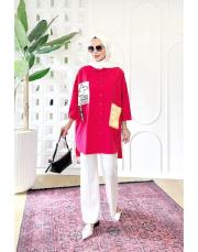 bianca terry koton gömlek fuşya