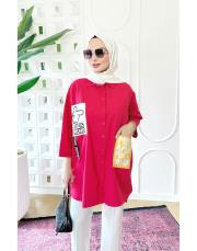 bianca terry koton gömlek fuşya 2