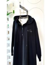 kapşonlu iki ip sweat tunik siyah 2