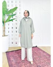 kapşonlu iki ip sweat tunik çağla yeşili 2