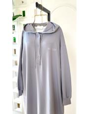 kapşonlu iki ip sweat tunik gri 2